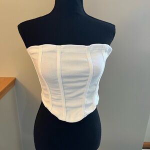 New Missguided boho twee white structured ribbed bandeau corset top. Size 6